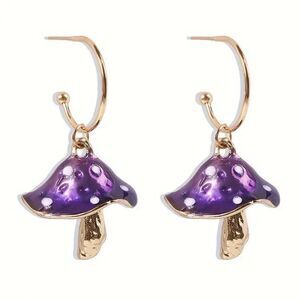 Purple mushroom earrings A43
